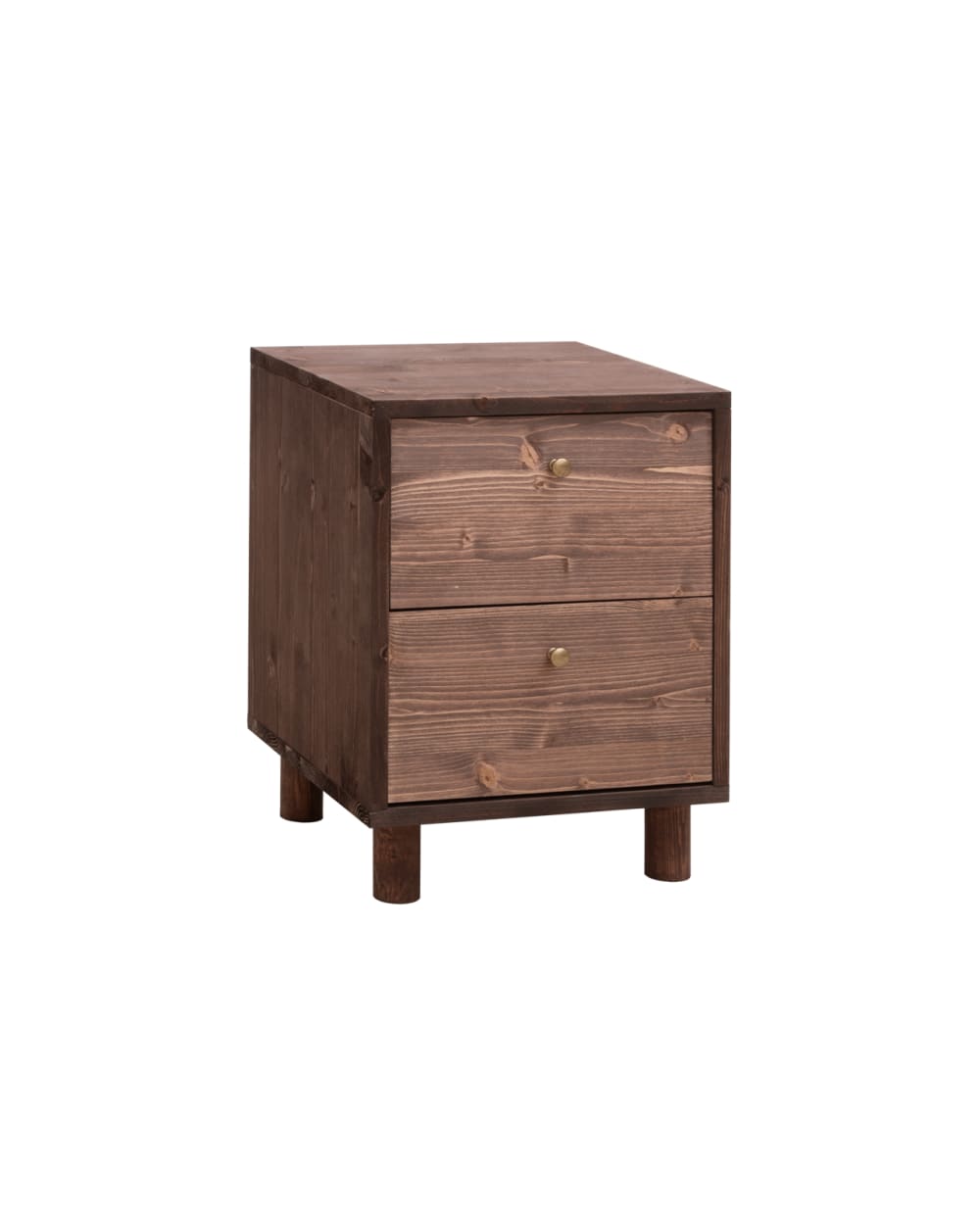Table de chevet en bois avec deux tiroirs marron foncé 50,5x37,5cm