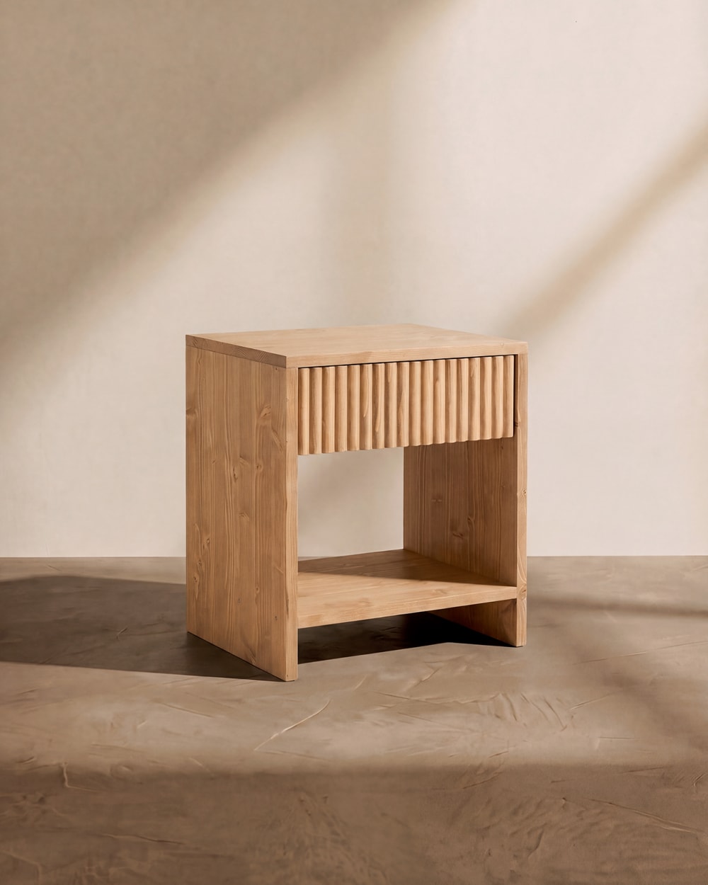 Decowood Nachttisch aus Massivholz mit 1 Schublade in Mittel-Eiche, 50 × 40 cm Braun