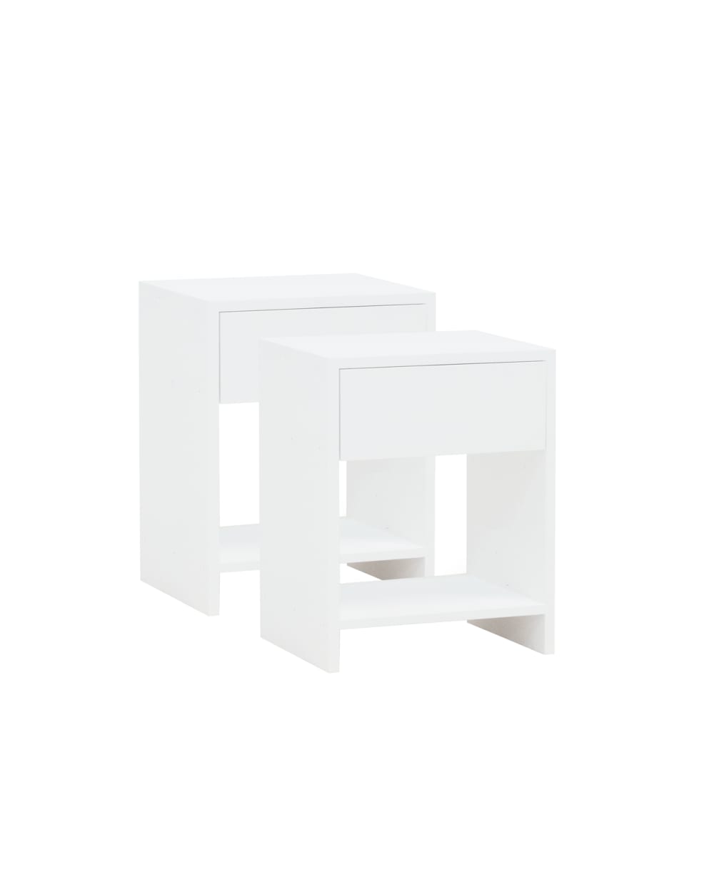 Lot de 2 tables de chevet en bois blanc 60x40cm