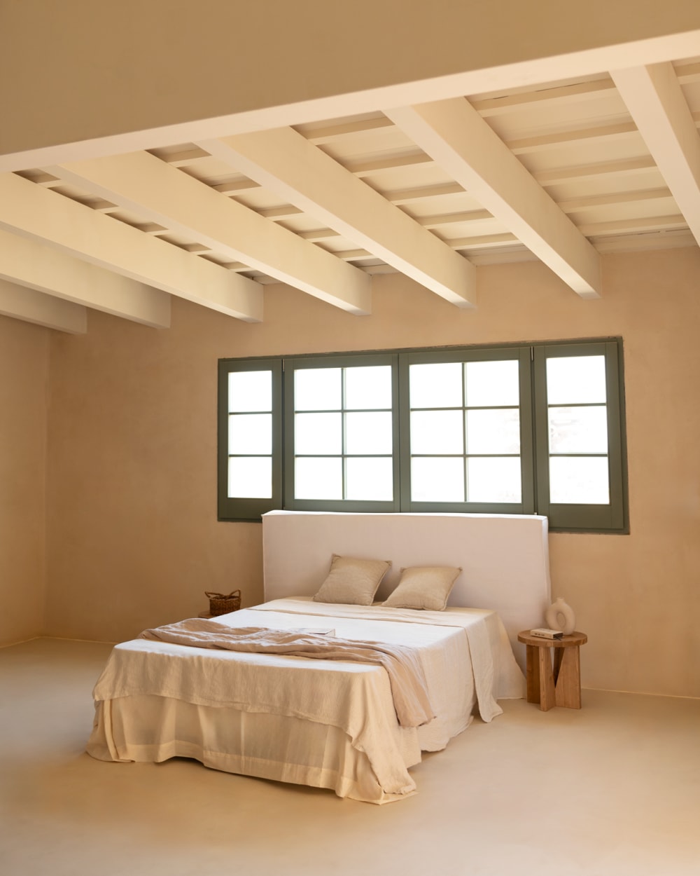 Tête de lit tapissée déhoussable en lin blanc 200x110cm