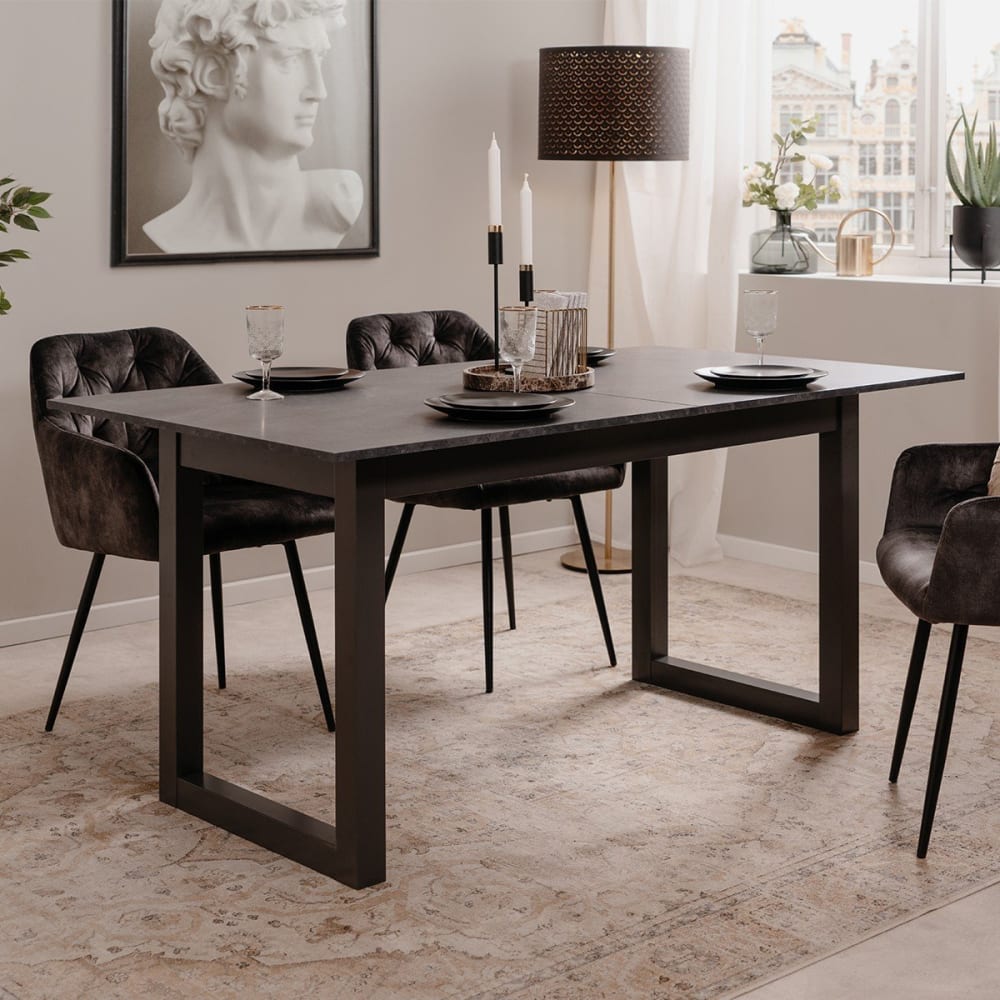 Table à manger extensible 4 à 8 personnes L160/200 cm - Effet ardoise