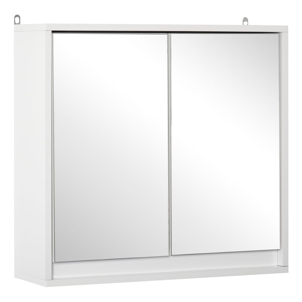 Homcom Badezimmer-Spiegelschrank, 2-türig mit Regal, weiß - Spanplatte