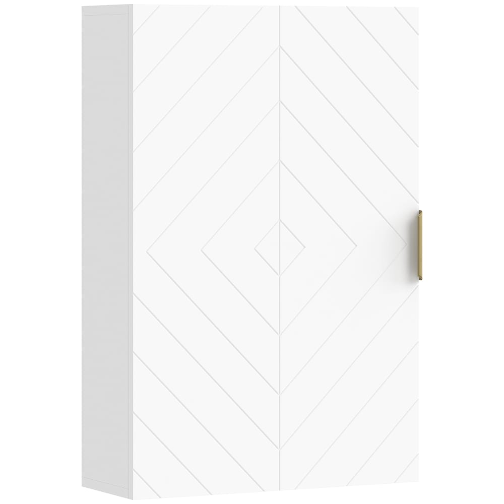 Kleankin Badezimmer-Wandschrank 2 Fächer, goldweiß & Metallgriff - Spanplatte