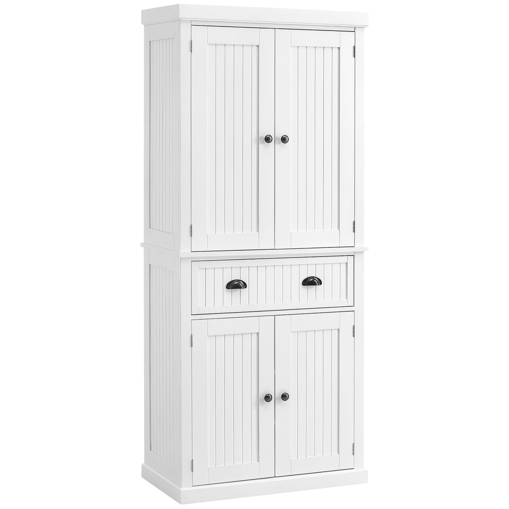 Armoire de cuisine 4 portes étagères réglables et tiroir blanc Armoire de cuisine 4 portes étagères réglables et tiroir blanc