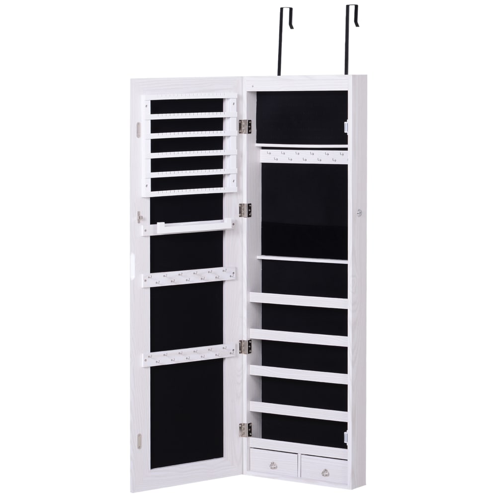 Armoire à bijoux miroir à suspendre 2 en 1 verrouillable LED intérieur