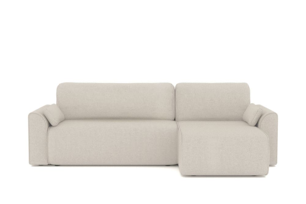 Canapé d'angle convertible en velours côtelé 4 places beige