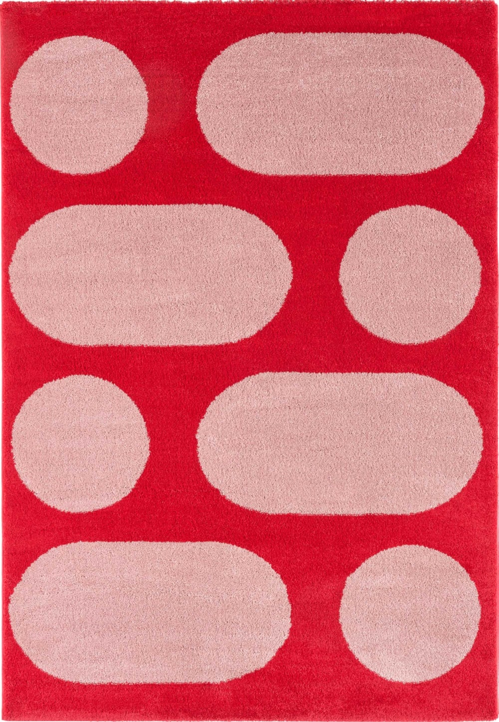 Tapis vintage style année 70 à motif géométrique Rouge 200x280