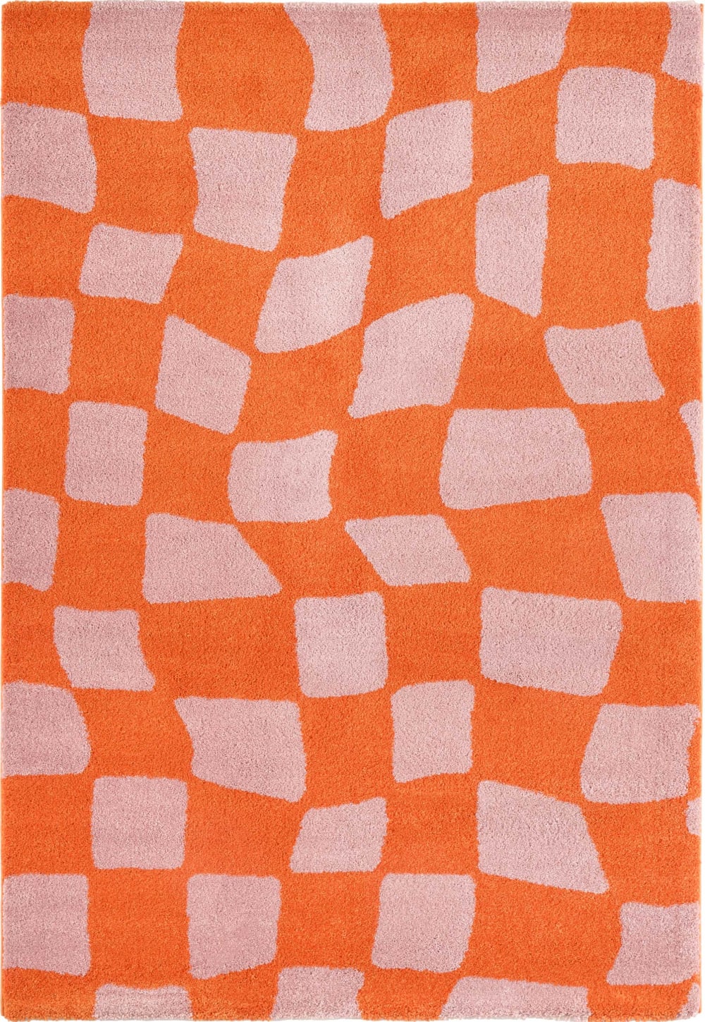 Tapis vintage style année 70 à motif damier Orange 80x140