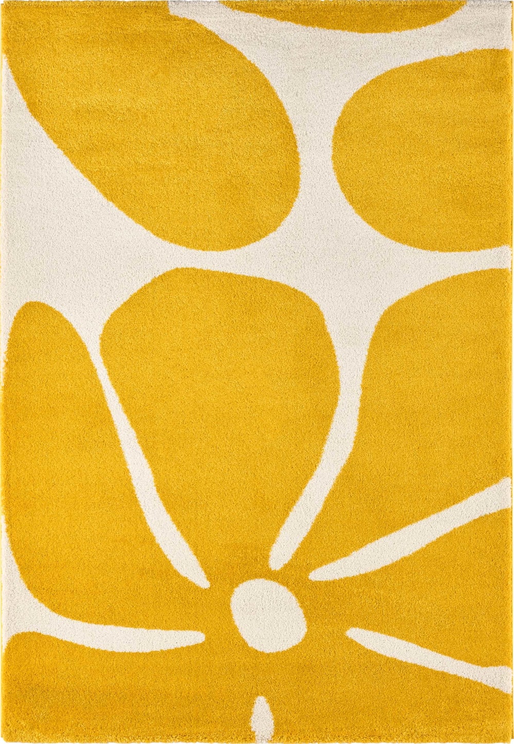 Tapis vintage style année 70 à motif fleur jaune 80x140