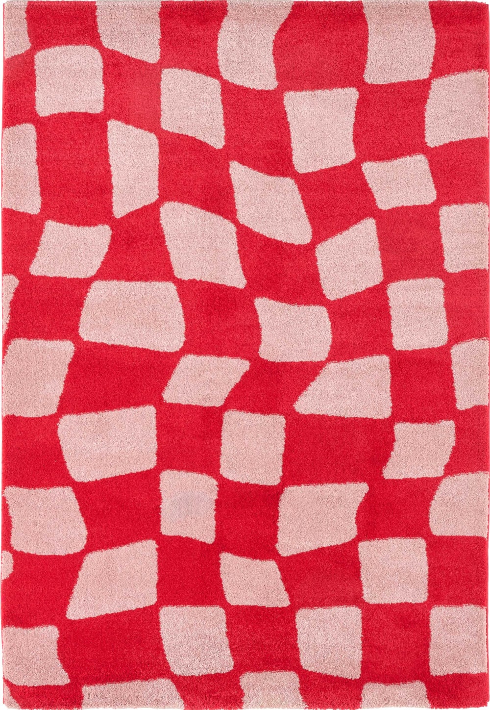Tapis vintage style année 70 à motif damier rouge 80x140
