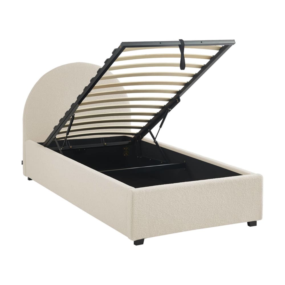 Lit coffre sommier à lattes et tête de lit, blanc, 90 x 190cm