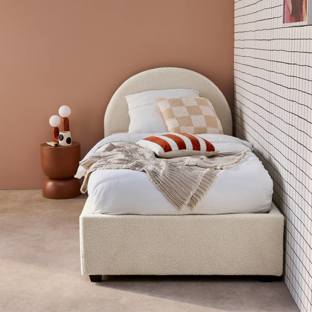 Lit coffre sommier à lattes et tête de lit, blanc, 90 x 190cm