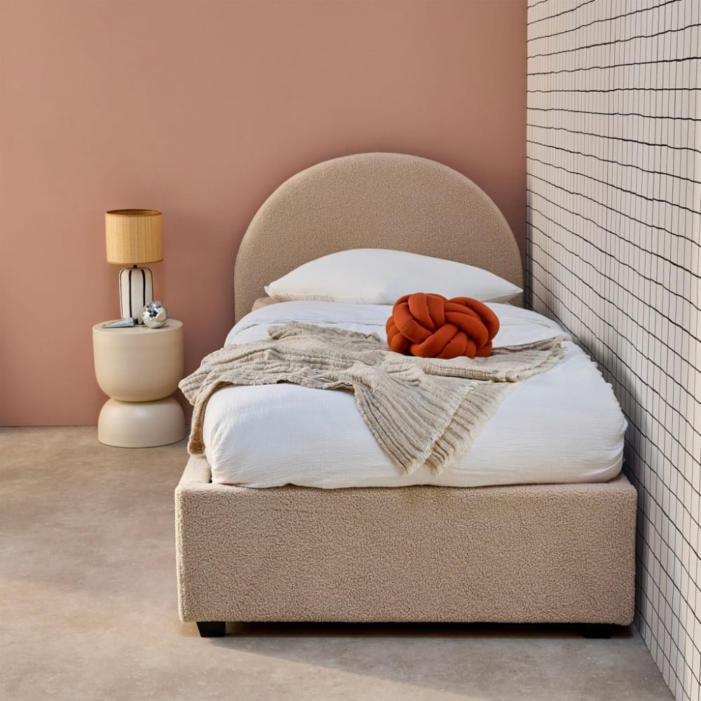 sweeek Kofferbett Lattenrost und Kopfteil, rosa style modern BEIGE STOFF Baby