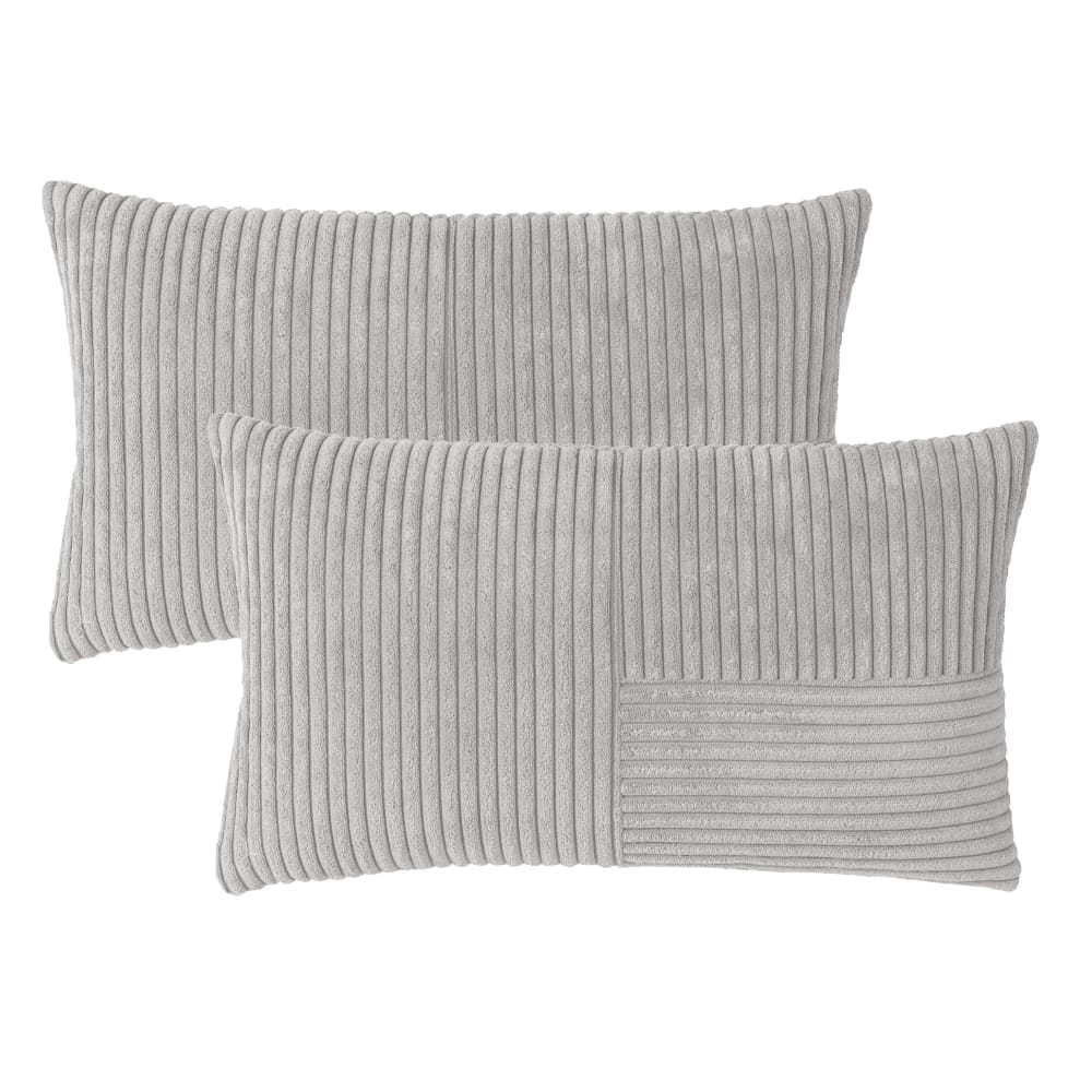Magma Housses de coussin velours cotelé gris-lot de 2-30x50 style contemporain - Pes - Polyester