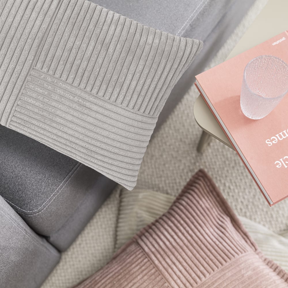 Housses de coussin velours cotelé gris-lot de 2-30x50 - Maisons du Monde