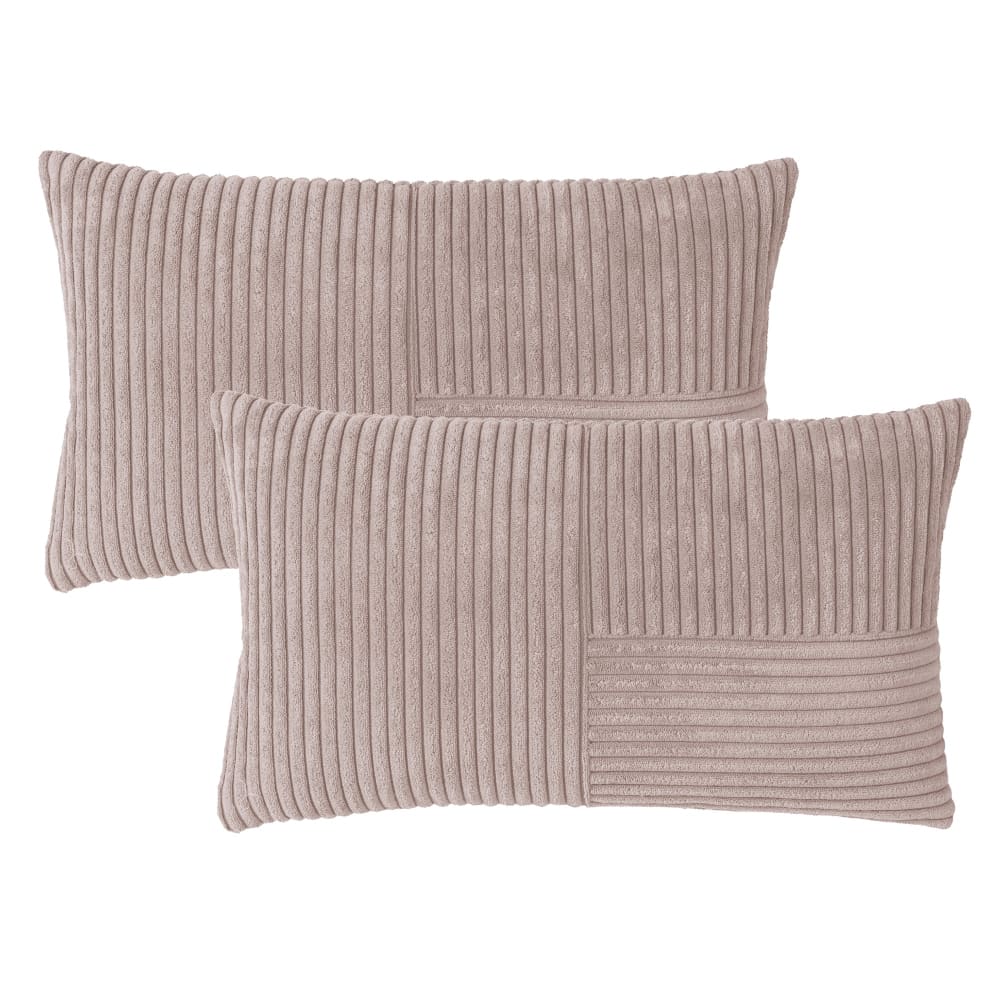 Magma Housses de coussin velours cotelé rose-lot de 2-30x50 style contemporain - Pes - Polyester