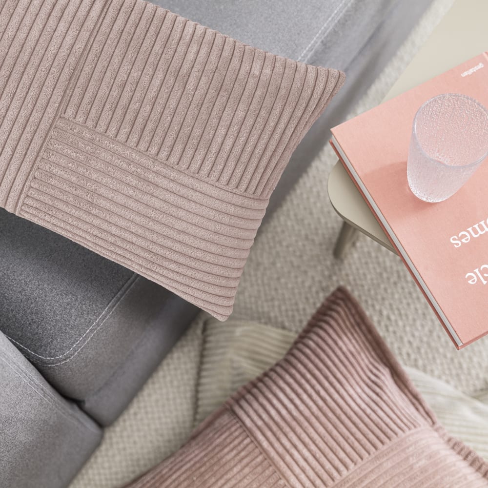 Housses de coussin velours cotelé rose-lot de 2-30x50 - Maisons du Monde