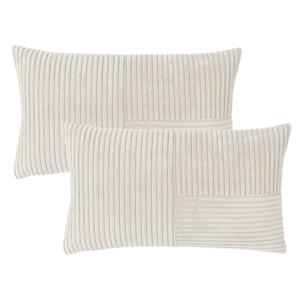 Magma Housses de coussin velours cotelé beige-lot de 2-30x50 style contemporain - Pes - Polyester