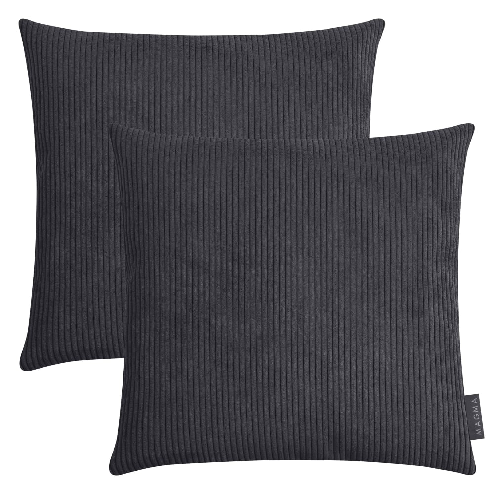 Magma Housses de coussin velours cotelé noir - lot de 2 - 40x40 style contemporain Certifié Oeko-Tex - Pes - Polyester