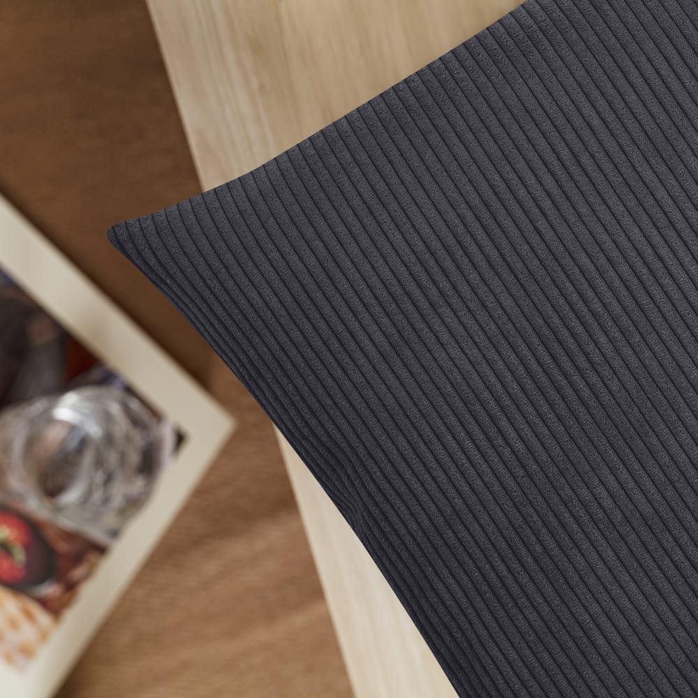 Housses de coussin velours cotelé noir - lot de 2 - 40x40 - Maisons du Monde