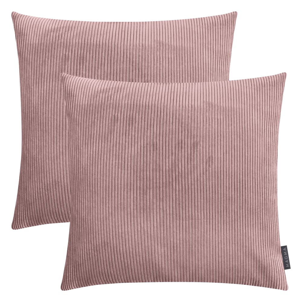 Housses de coussin velours cotelé vieux rose- Lot de 2-50x50