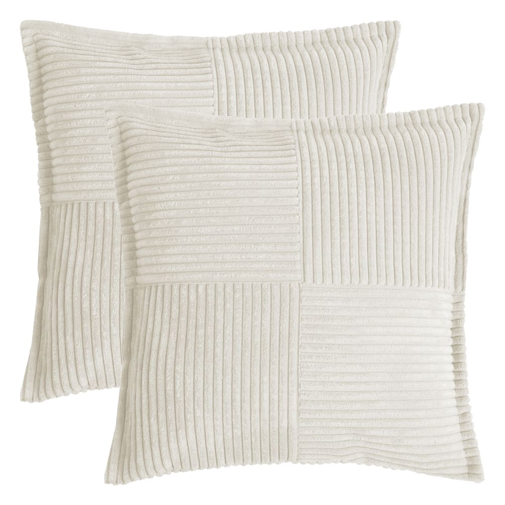 Housses de coussin velours cotelé beige-Lot de 2-45x45