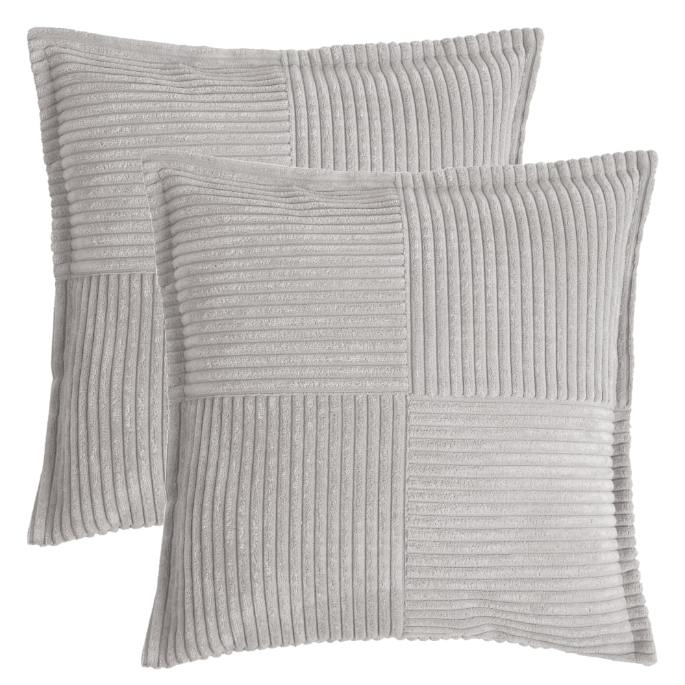 Magma Housses de coussin velours cotelé gris-lot de 2-45x45 style contemporain - Pes - Polyester