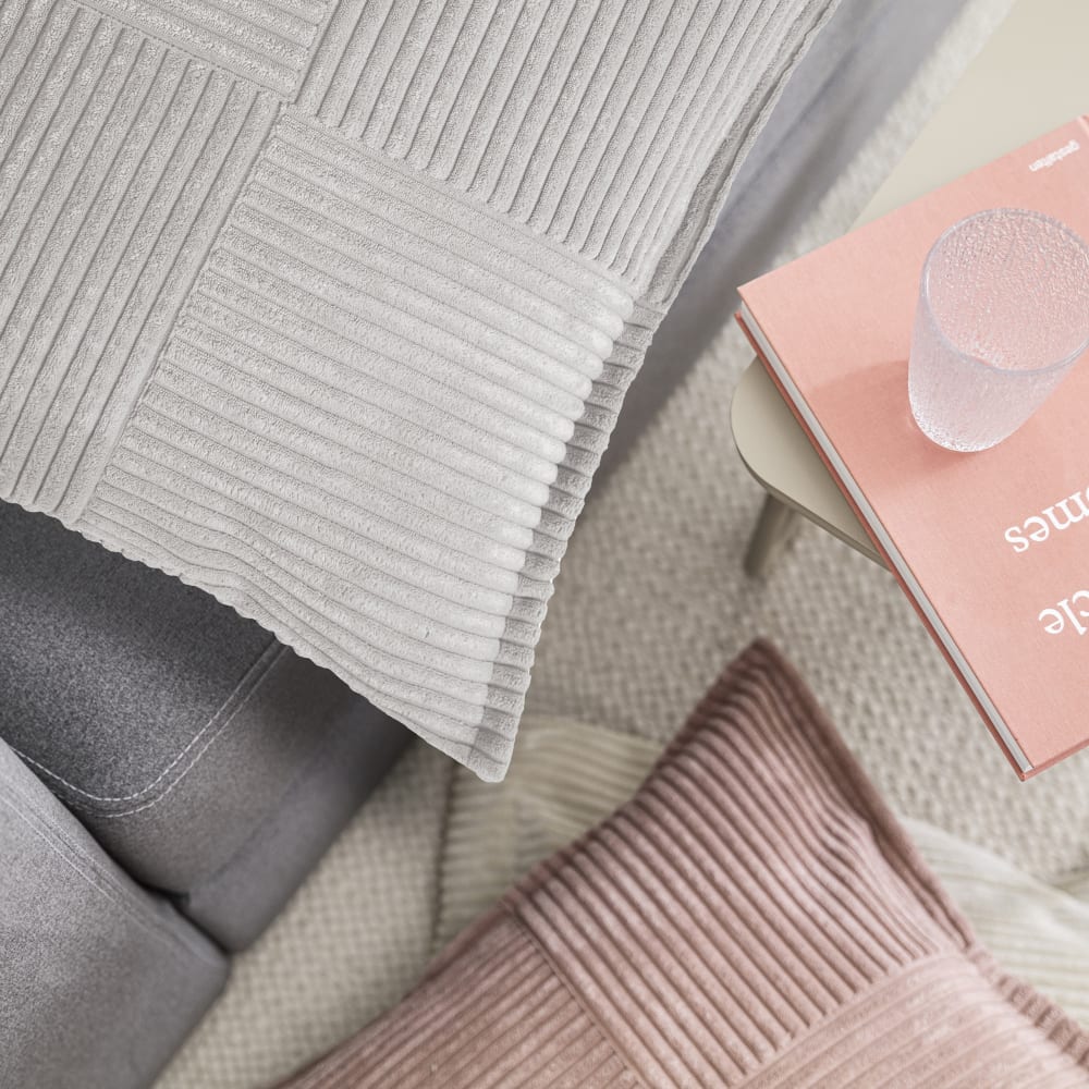 Housses de coussin velours cotelé gris-lot de 2-45x45 - Maisons du Monde