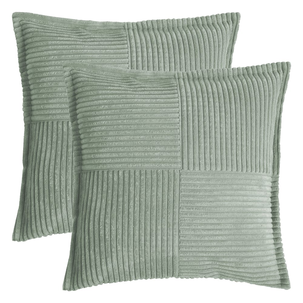 Magma Housses de coussin velours cotelé vert sauge-lot de 2-45x45 style contemporain - Pes - Polyester