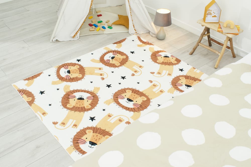 Tapis enfant motif lion Beige 160x230 (Nazar) - Image 1