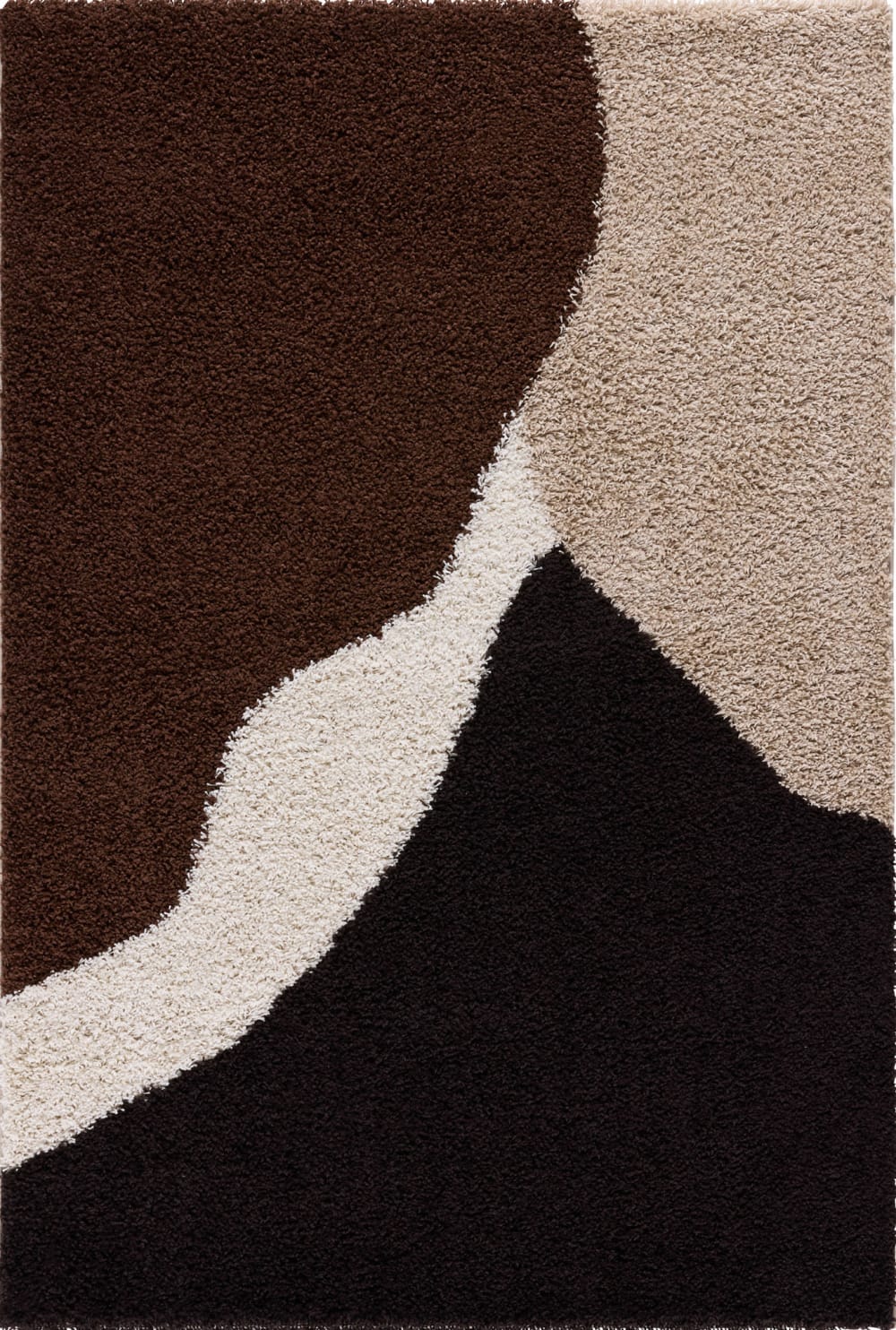 Tapis shaggy à poils long à motif moderne marron 80x140 - Maisons du Monde