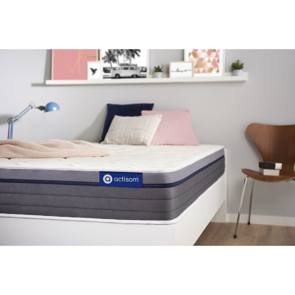 Actisom Matratze aus Memory-Schaum 90 x 200 cm, weiß, Härtegrad : Mittel style classic chic - Stoff