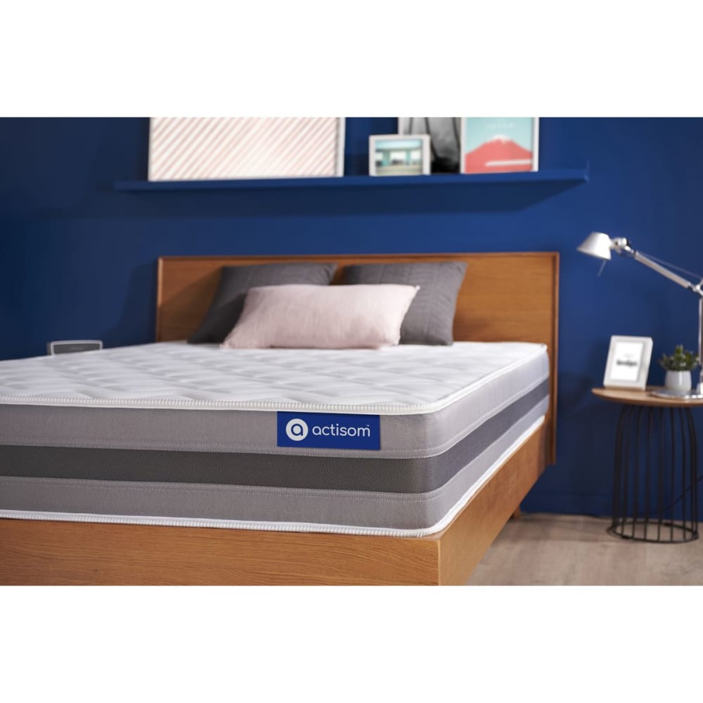 Actisom Matratze aus Taschenfederkern und Memory-Schaum 90 x 200 cm, weiß style classic chic - Stoff