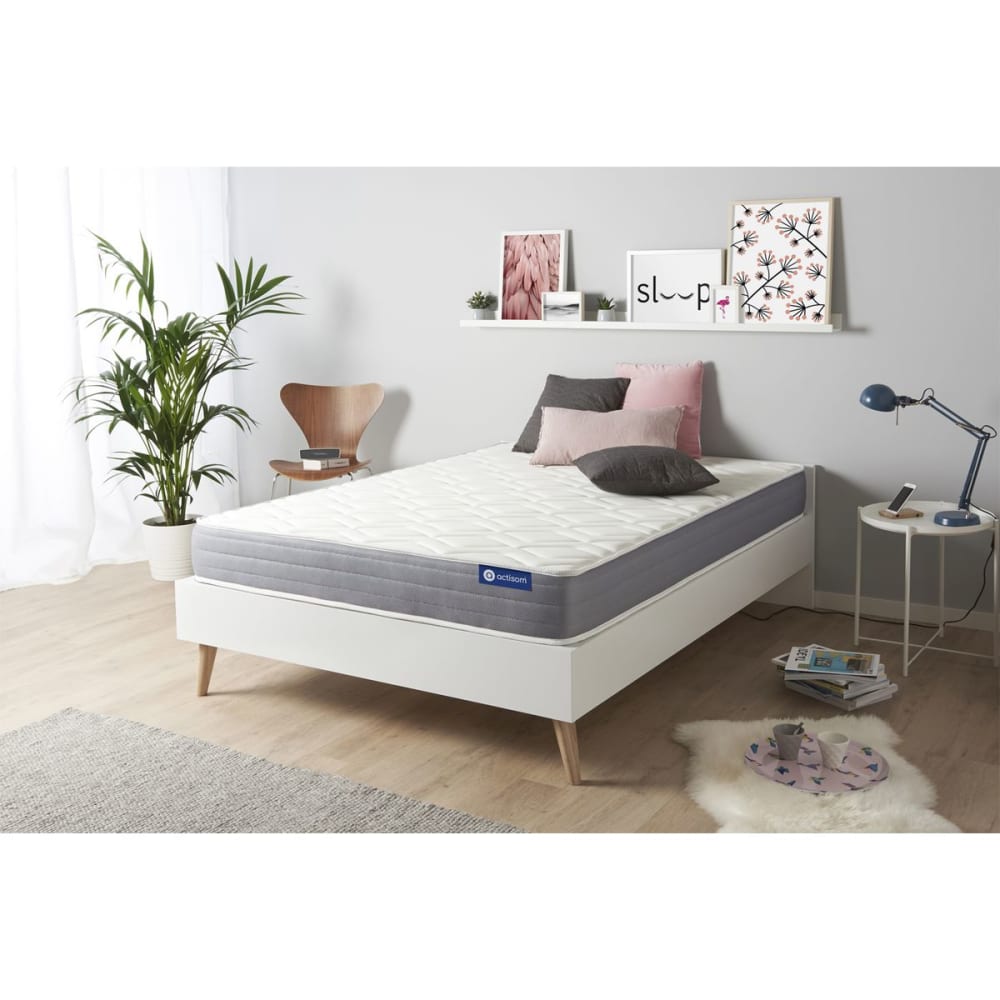 Actisom Matratze aus Memory-Schaum 200 x 200 cm, weiß, Härtegrad : Fest style classic chic - Stoff