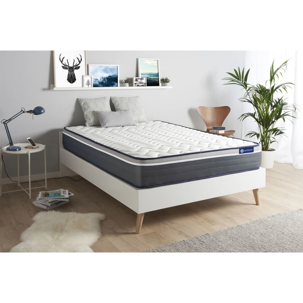Actisom Matratze aus Memory-Schaum 140 x 200 cm, weiß, Härtegrad : Sehr fest style classic chic - Stoff