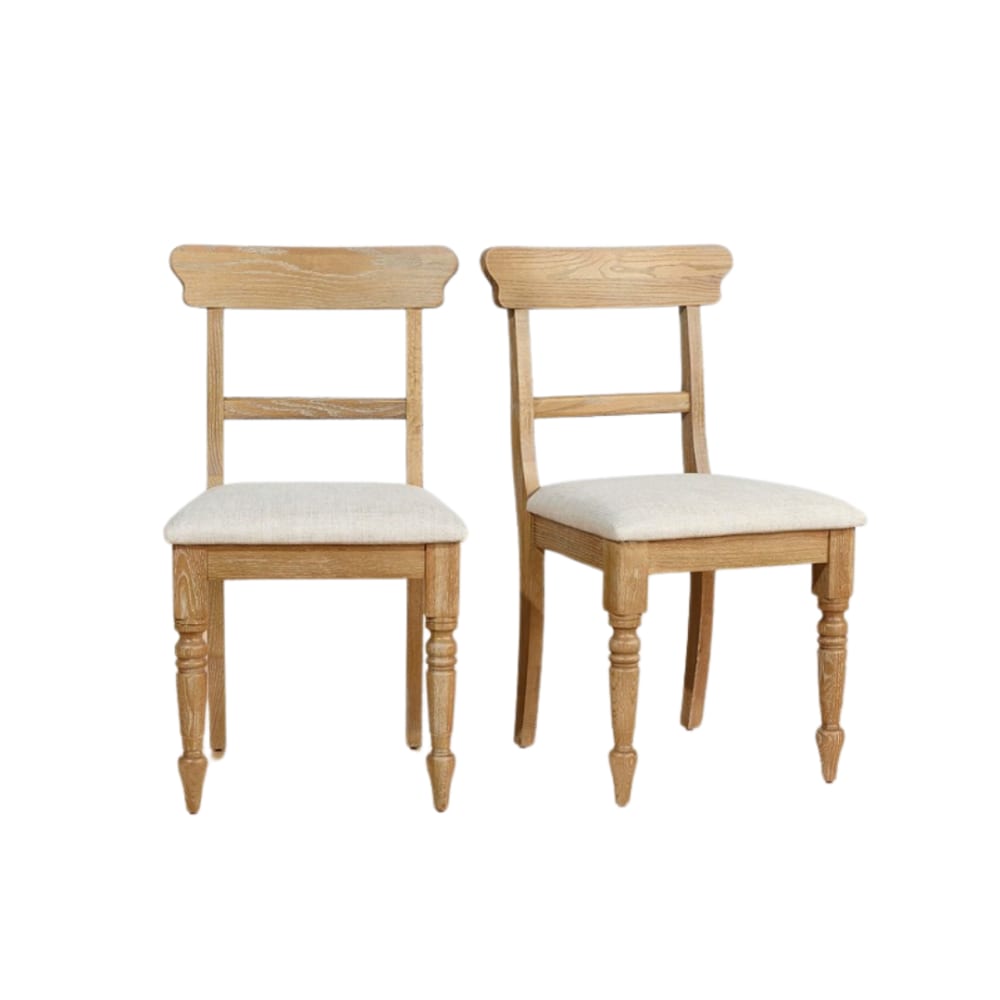 Lot de 2 chaises en chêne - lin