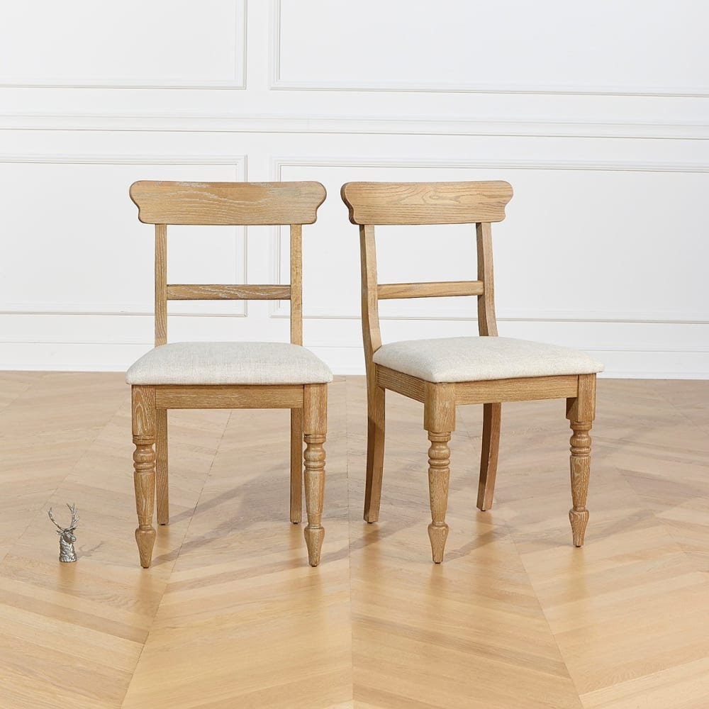 Set aus 2 Stühlen aus Eiche und Premium-Leinen Leinen - Maisons