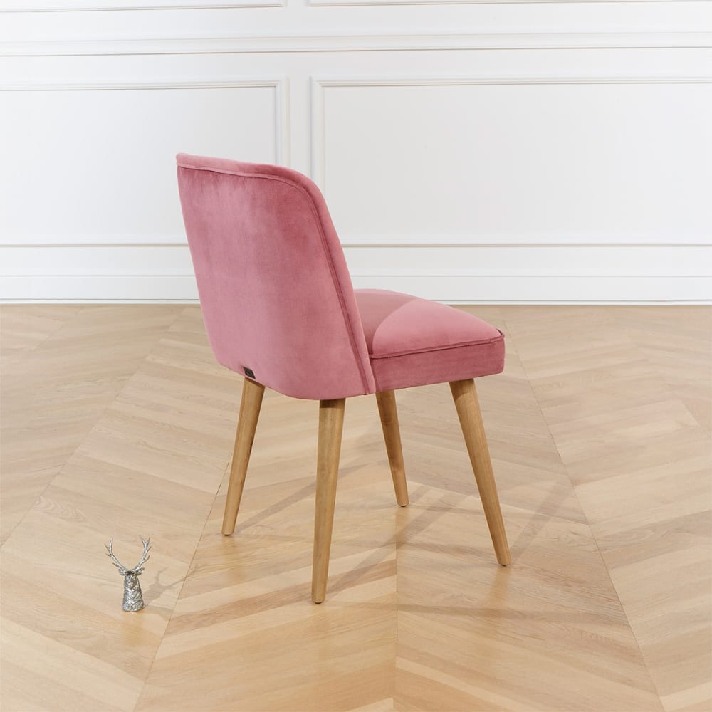 Set aus 2 Stühlen aus Gummibaumholz und Samt Peony Pink - Maisons