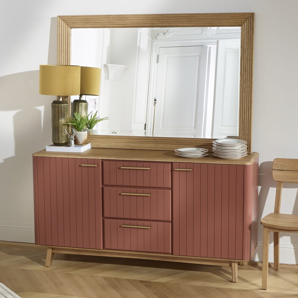 Buffet en chêne 2 portes et 3 tiroirs gris - Maisons du Monde