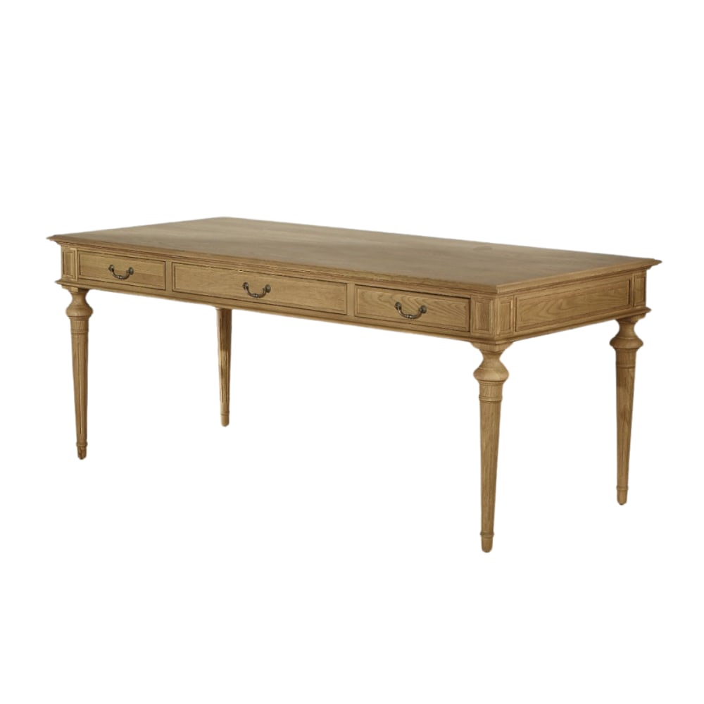 Robin des Bois Schreibtisch mit 3 Schubladen aus Eiche Braun style classic chic Braun Holz