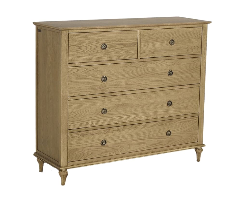 Robin des Bois Shabby Chic Kommode aus Eiche, 5 Schubladen Braun style classic chic Braun Holz