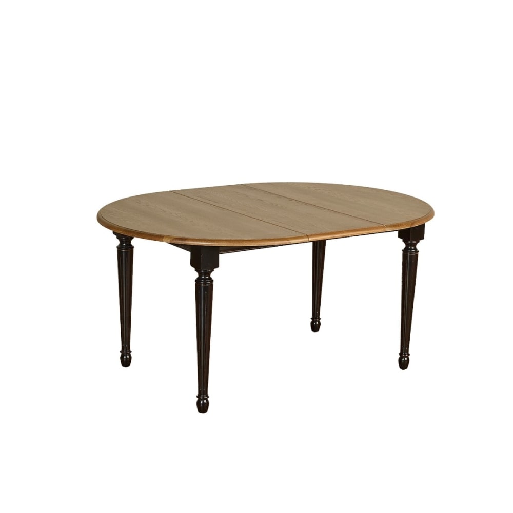Robin des Bois Runder Eichentisch mit 1 Verlängerung, für 4/6 Gedecke schwarz style classic chic - Holz