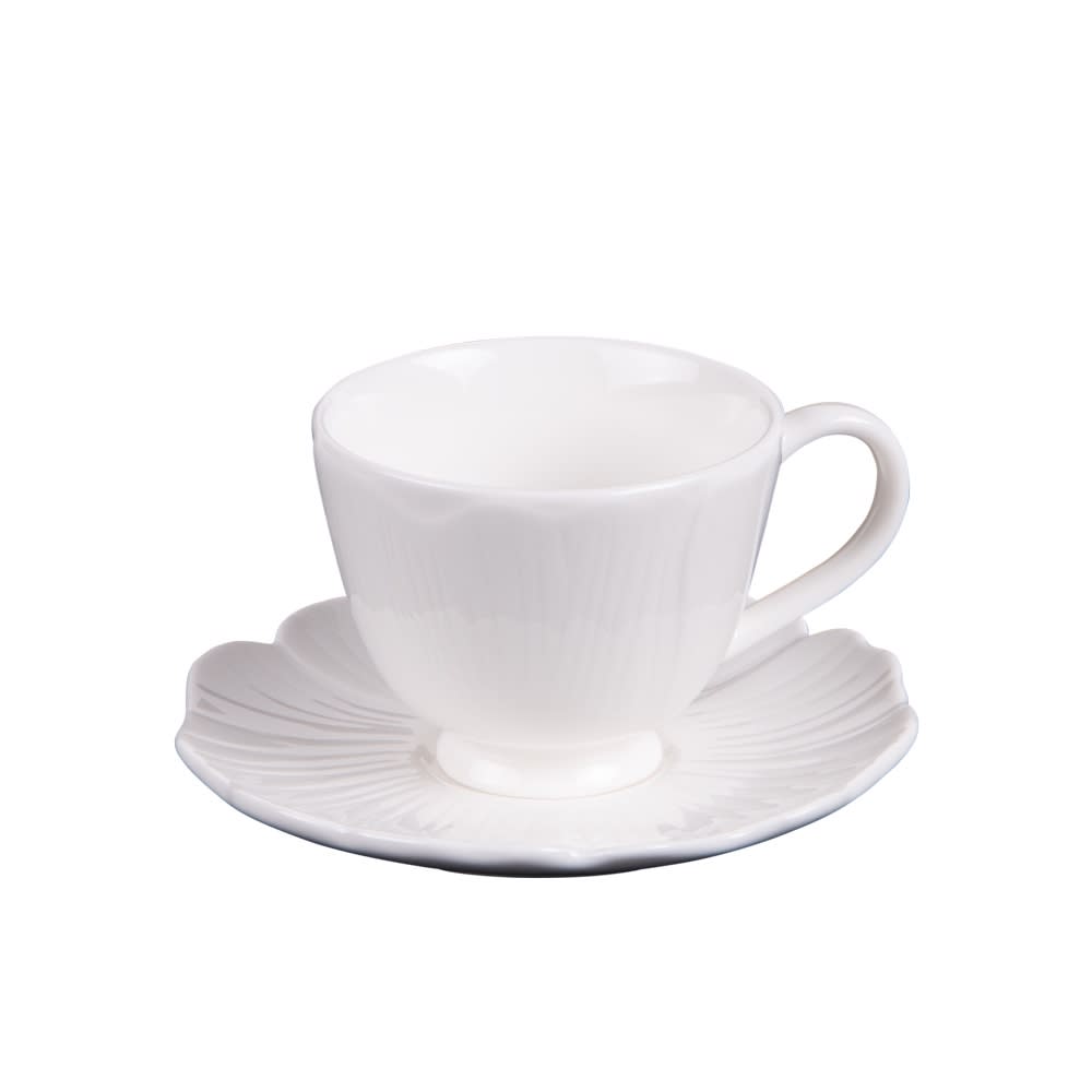 Lot de 6 tasses à café avec sous-tasses blanches 10 cl