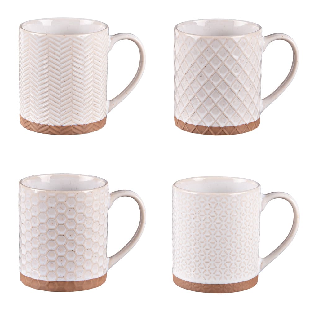 Coffret de 4 mugs jaspe beige 35 cl beige en grès