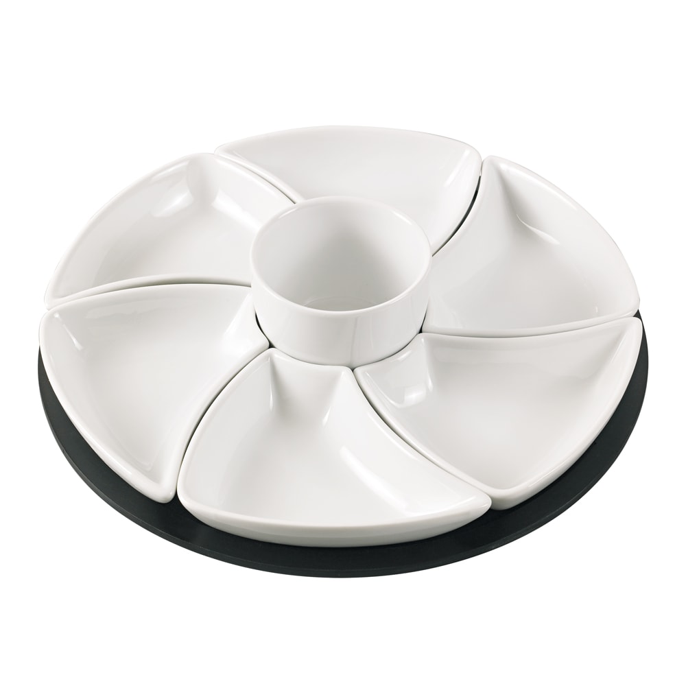 Service apéritif hélice 8 pièces 30 cm blanc en céramique