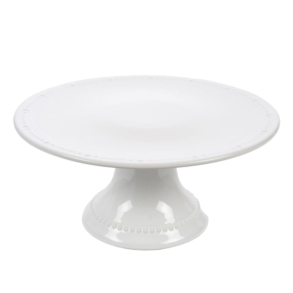 Présentoir à gâteau blanc en grès Présentoir à gâteau blanc en grès