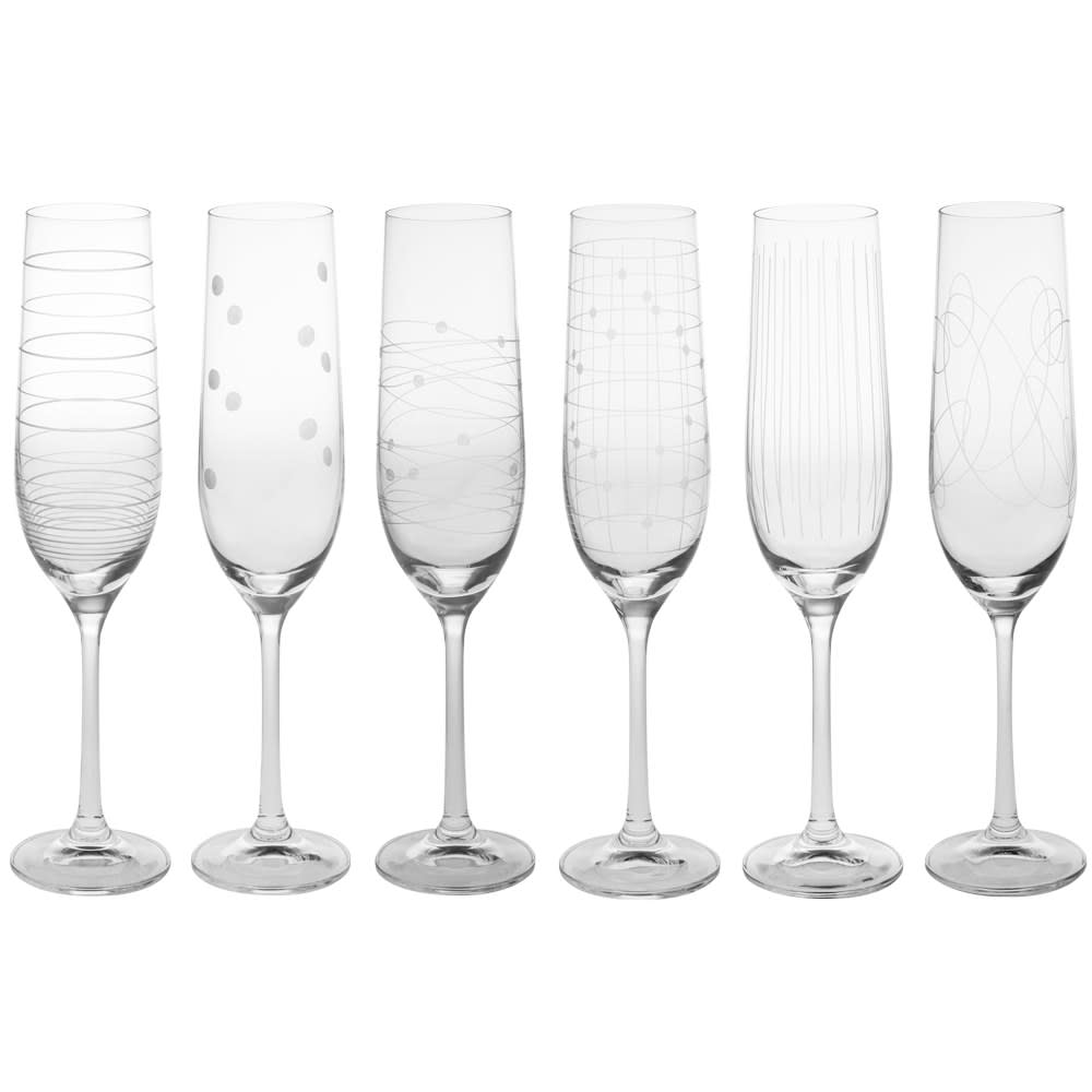 Coffret de 6 flûtes à champagne Graphik 19 cl transparent / cristal - Maisons du Monde