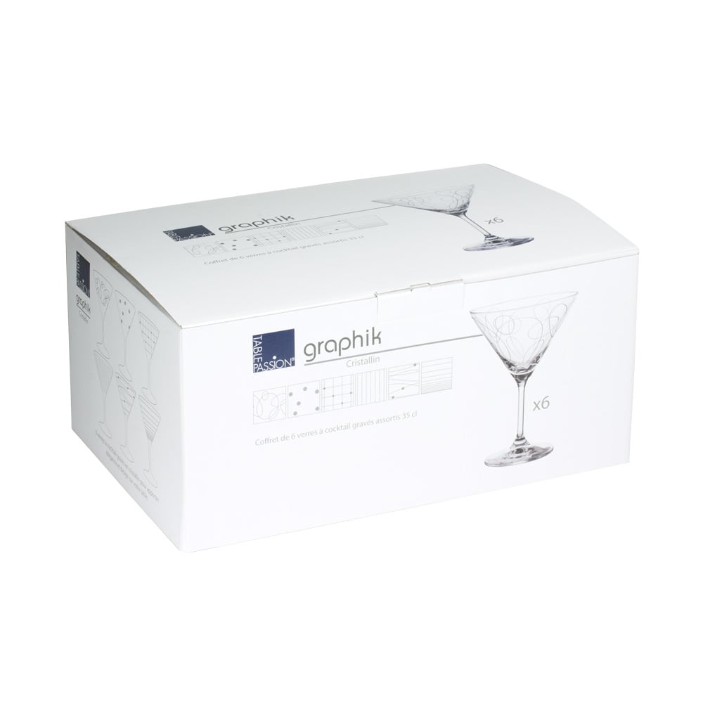 Coffret de 6 verres à cocktail 35 cl transparents en cristallin - Maisons du Monde