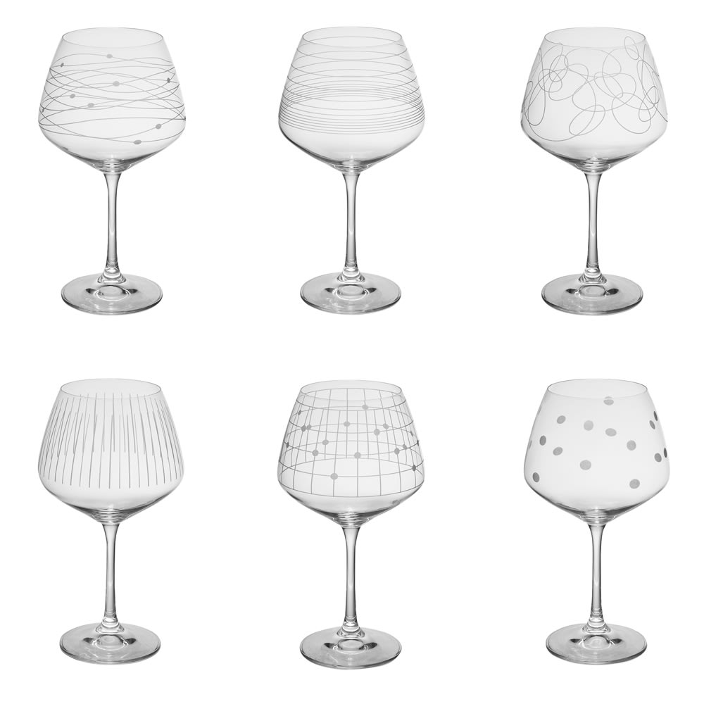 Lot de 6 verres à pied à motifs en cristallin 58 cl