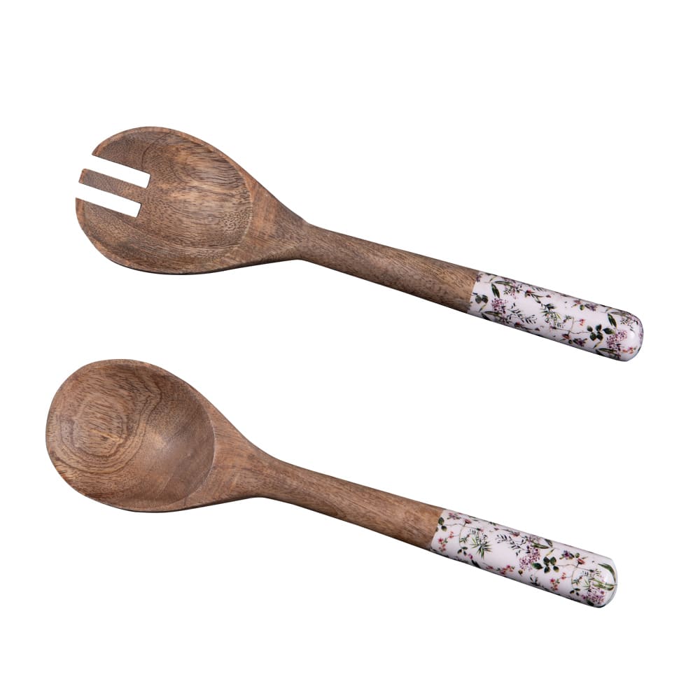 Couverts à salade champêtre en manguier 28 cm multicolore en bois de